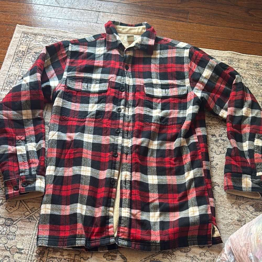 Red and Black Plaid Flannel Shirt
